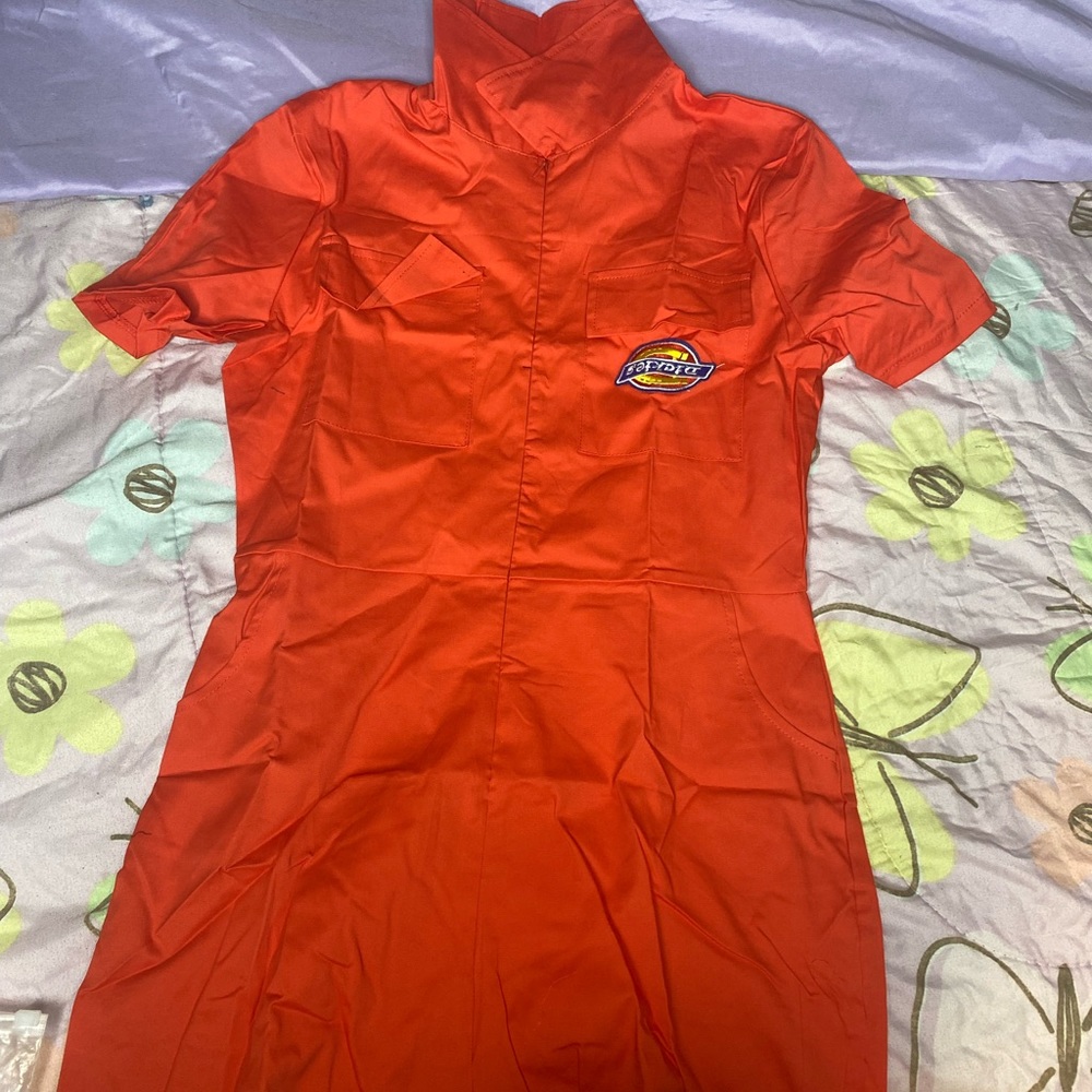 Red Large Dickies Short Jumpsuit & Black Small Dickies Short Jumpsuit